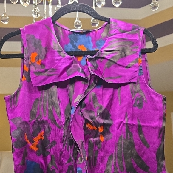 Elie Tahari Purple and Red Floral Blouse - Picture 5 of 13